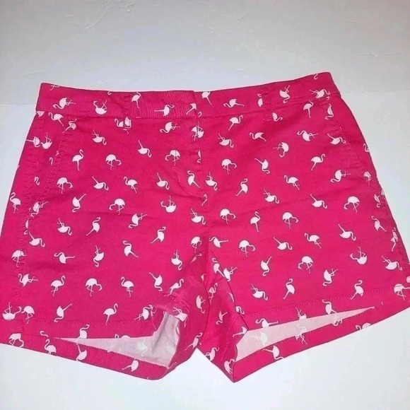 ELLE Pink with Flamingo Pattern Chino Shorts Women's Size 2 - Picture 3 of 7
